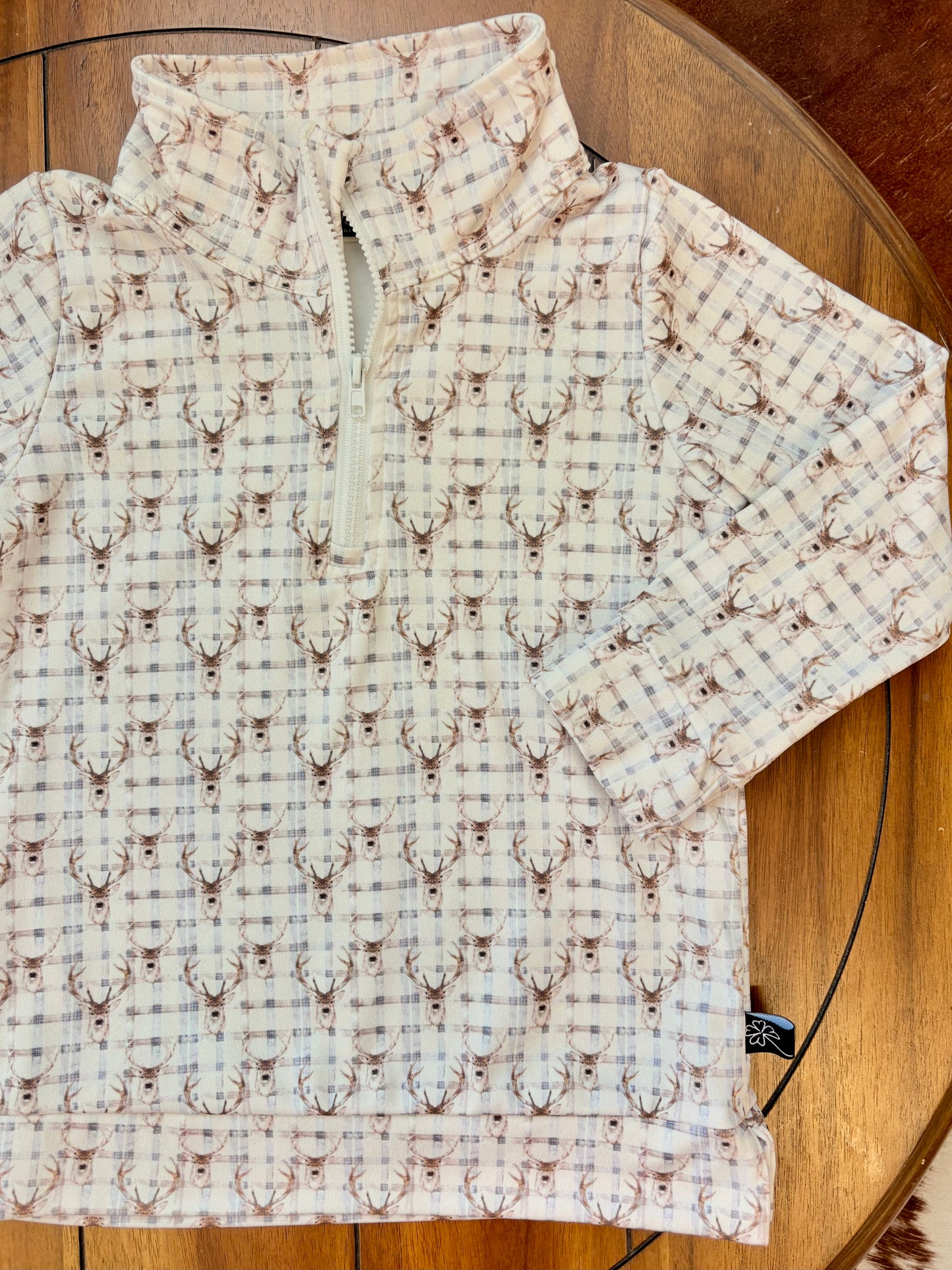Plaid Deer Quarter Zip