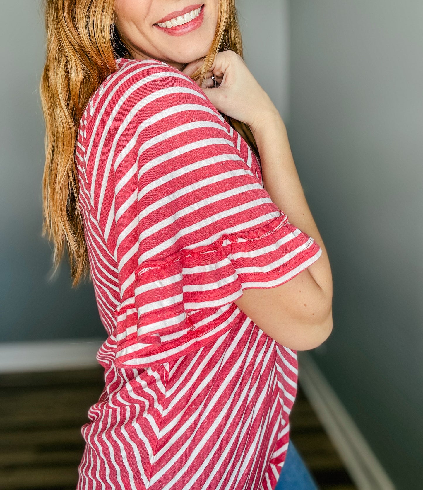 Ruffle Stripe Charm Top