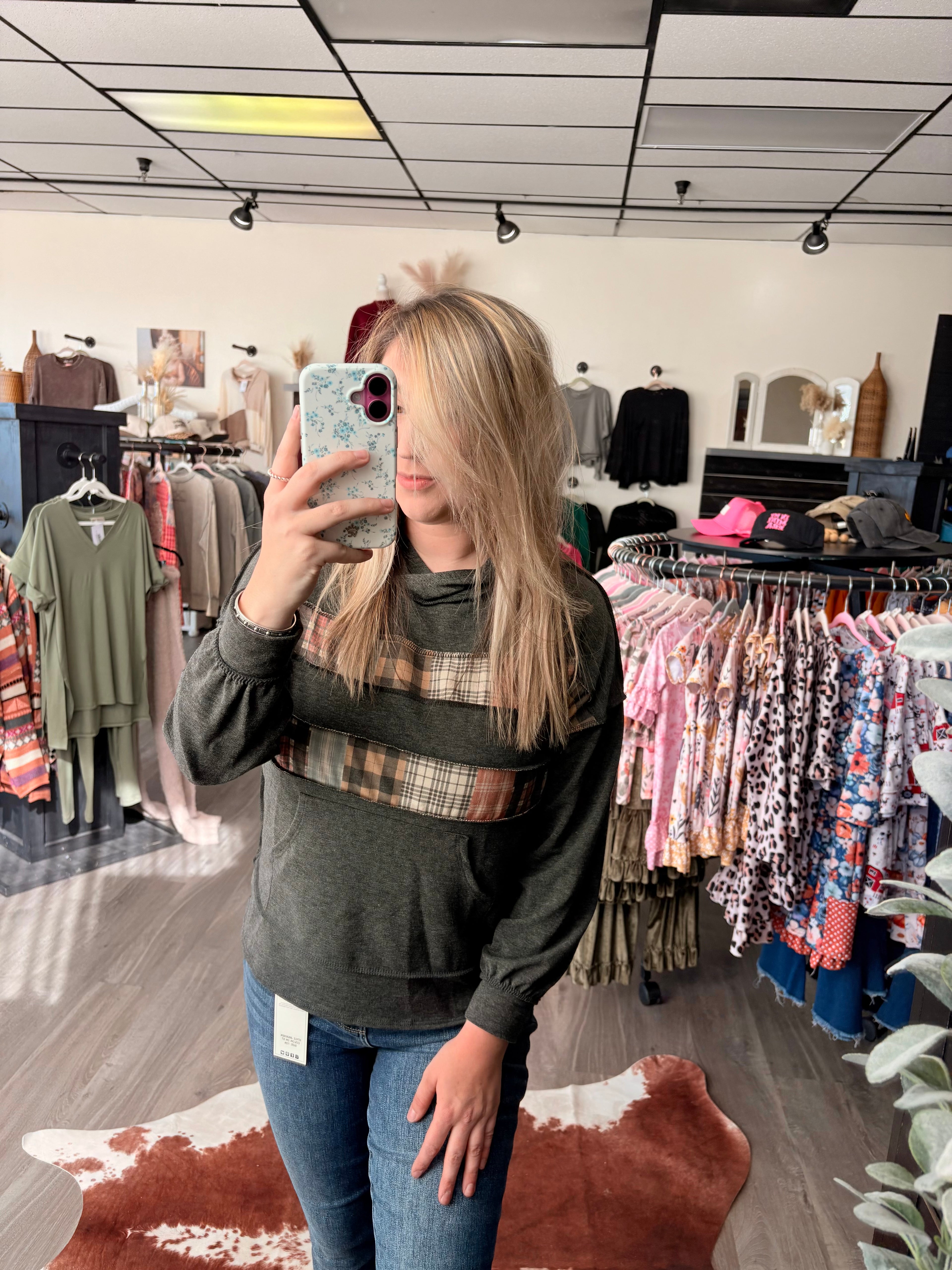 Charcoal/Plaid Hoodie
