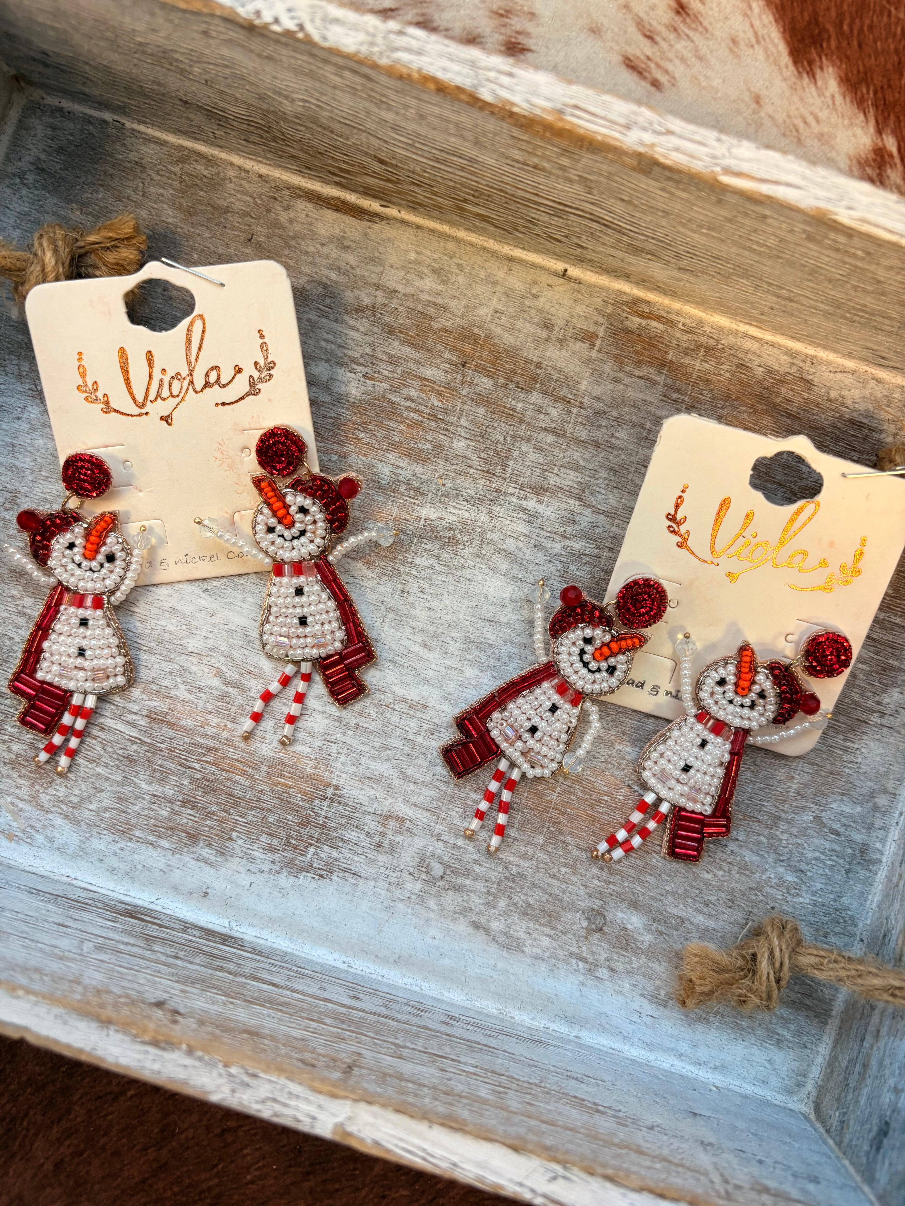 Snowman Sequin Christmas Earrings