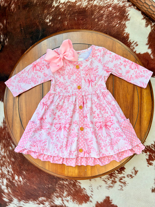 Pink Damask Girls Dress