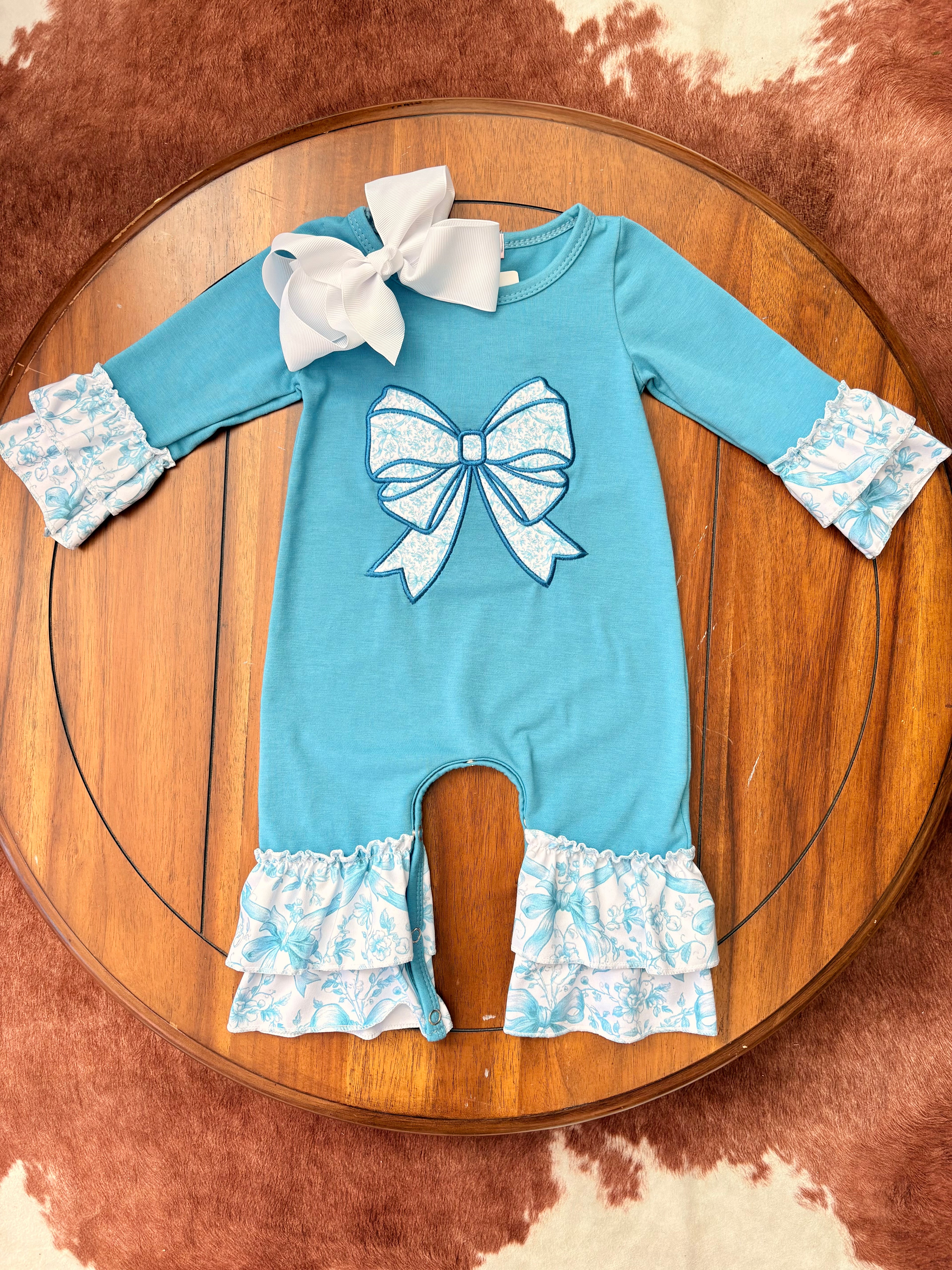 Bow Belle Embroidered Baby Romper