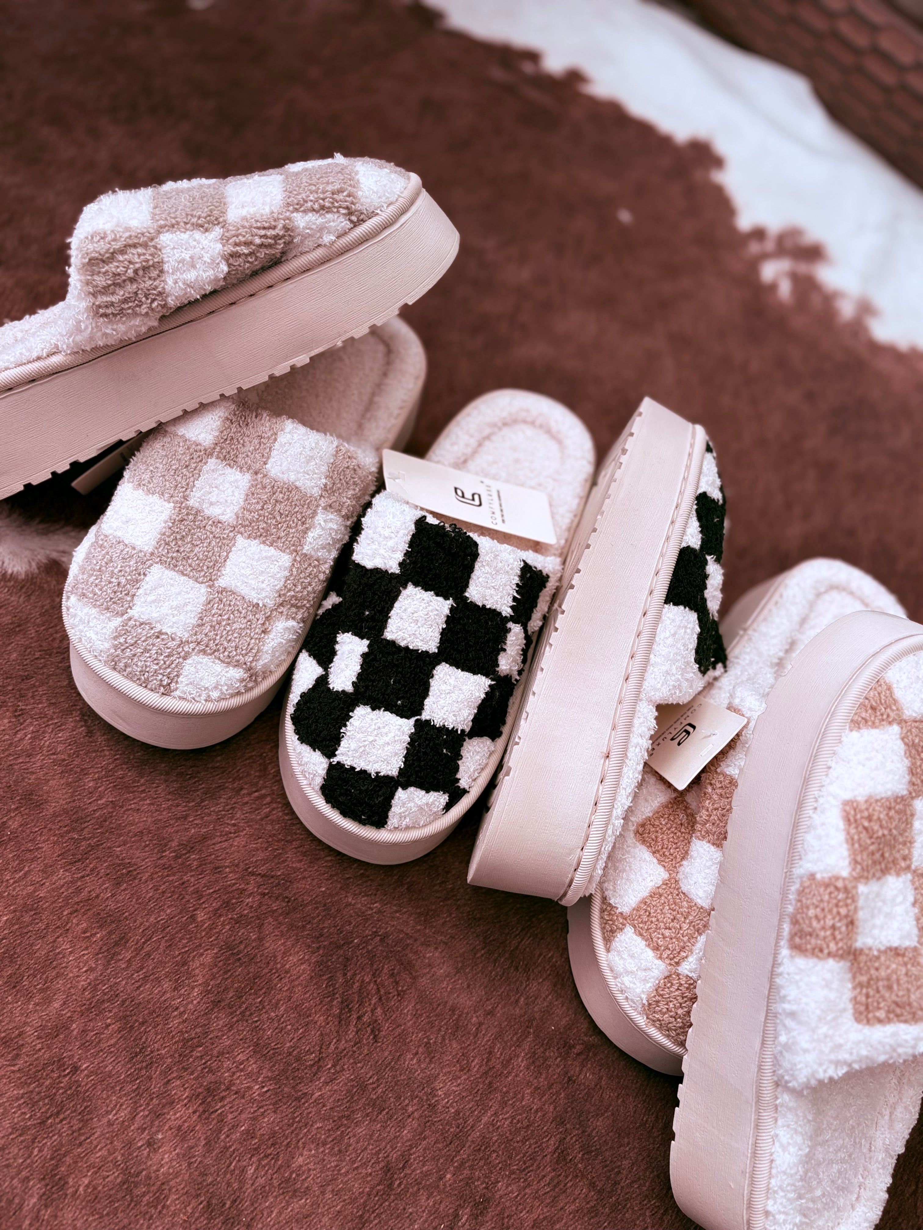 Super Lux Checker Platform Slippers