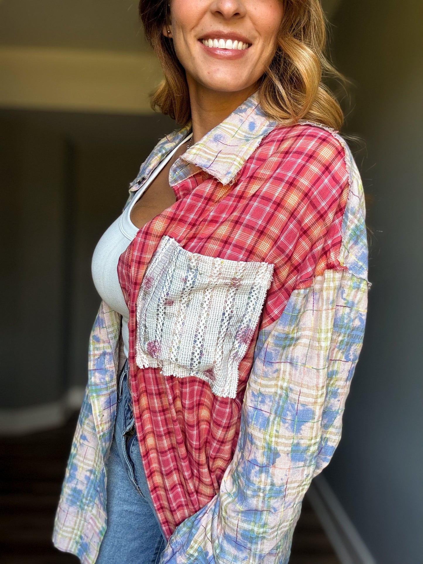 Boho Patchwork Button Down