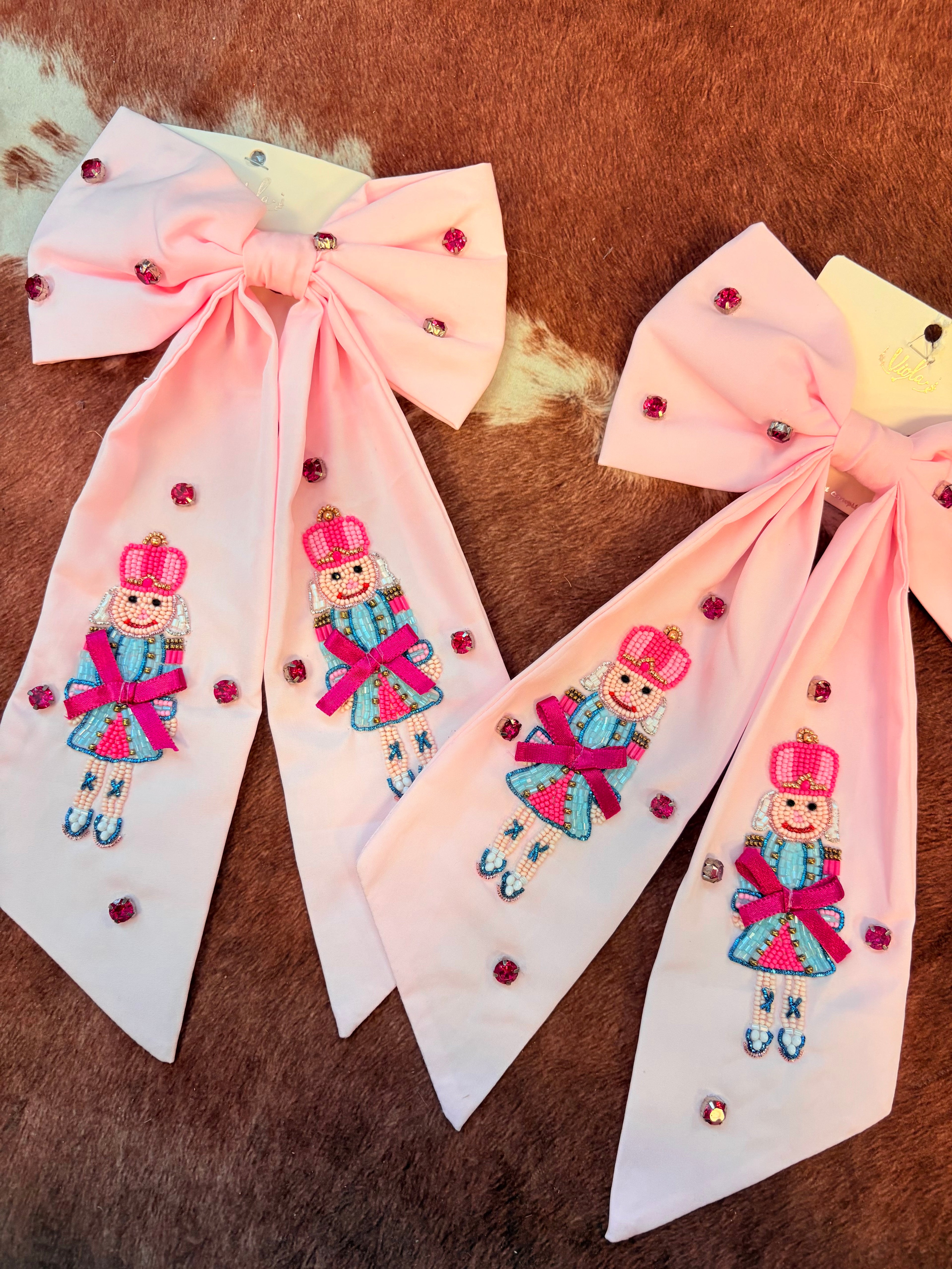 Pink Nutcracker Large Christmas Bow
