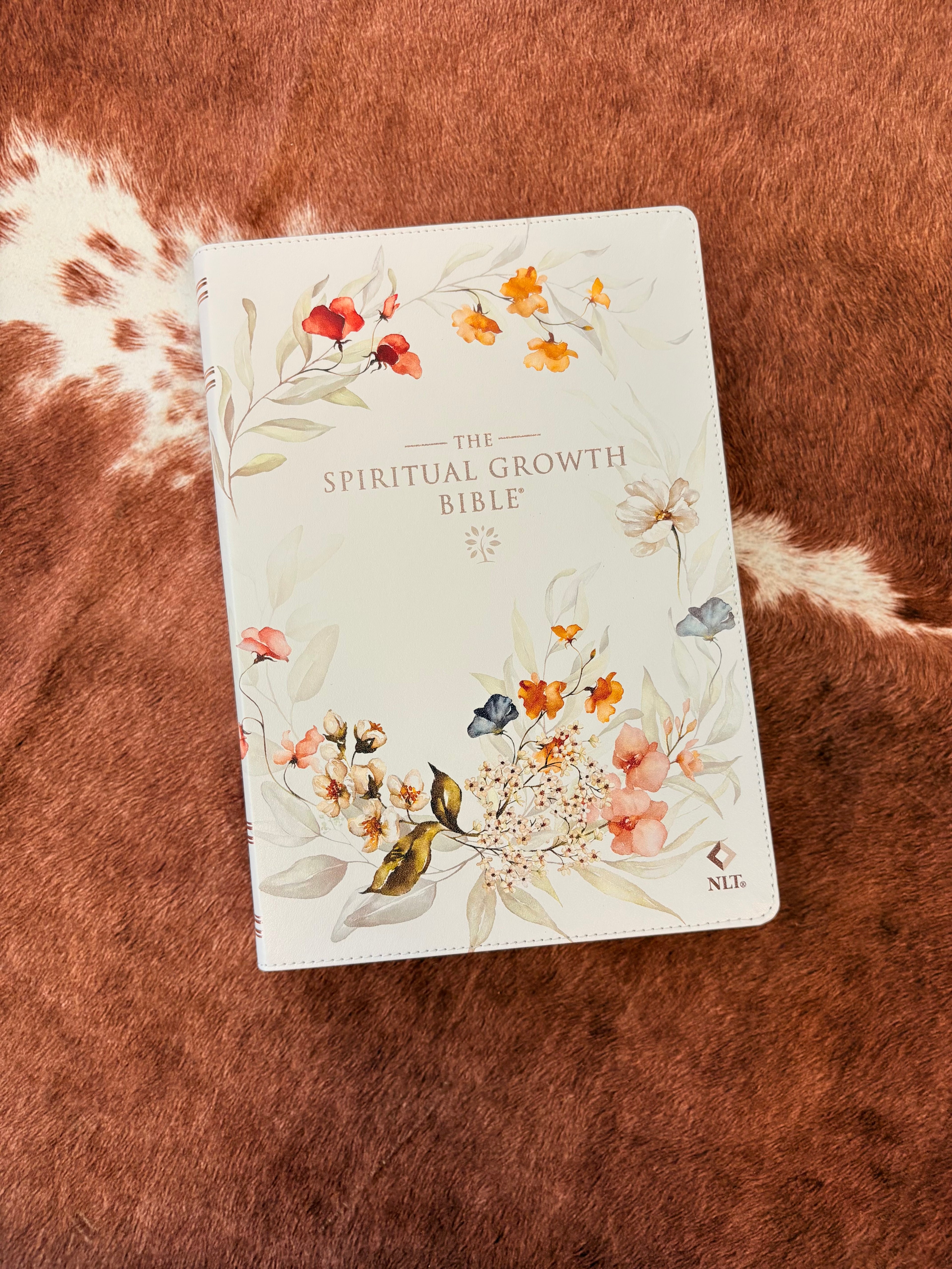 Cream Floral Spiritual Growth Bible~ NLT