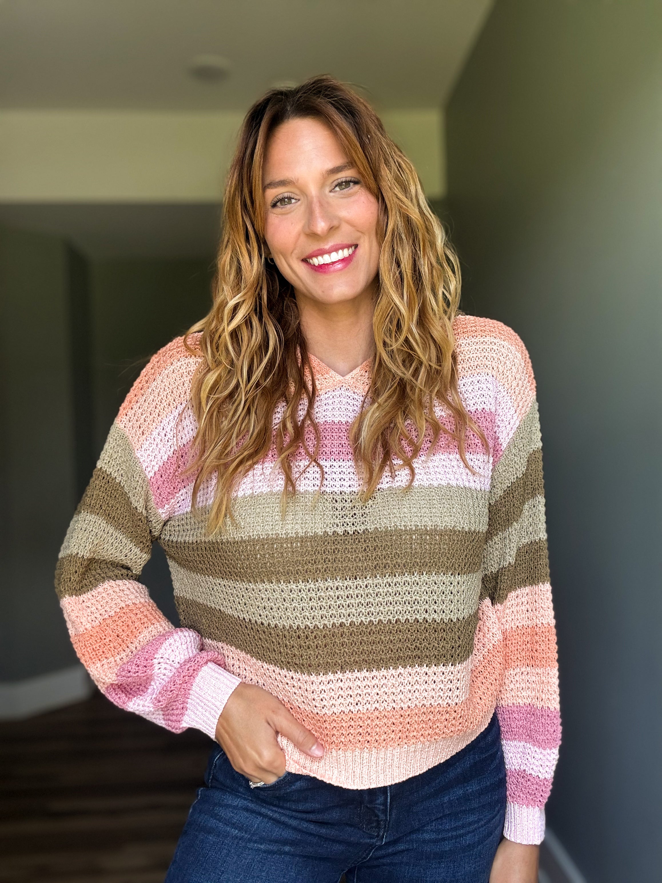 Multi Color Loose Fit Hooded Sweater