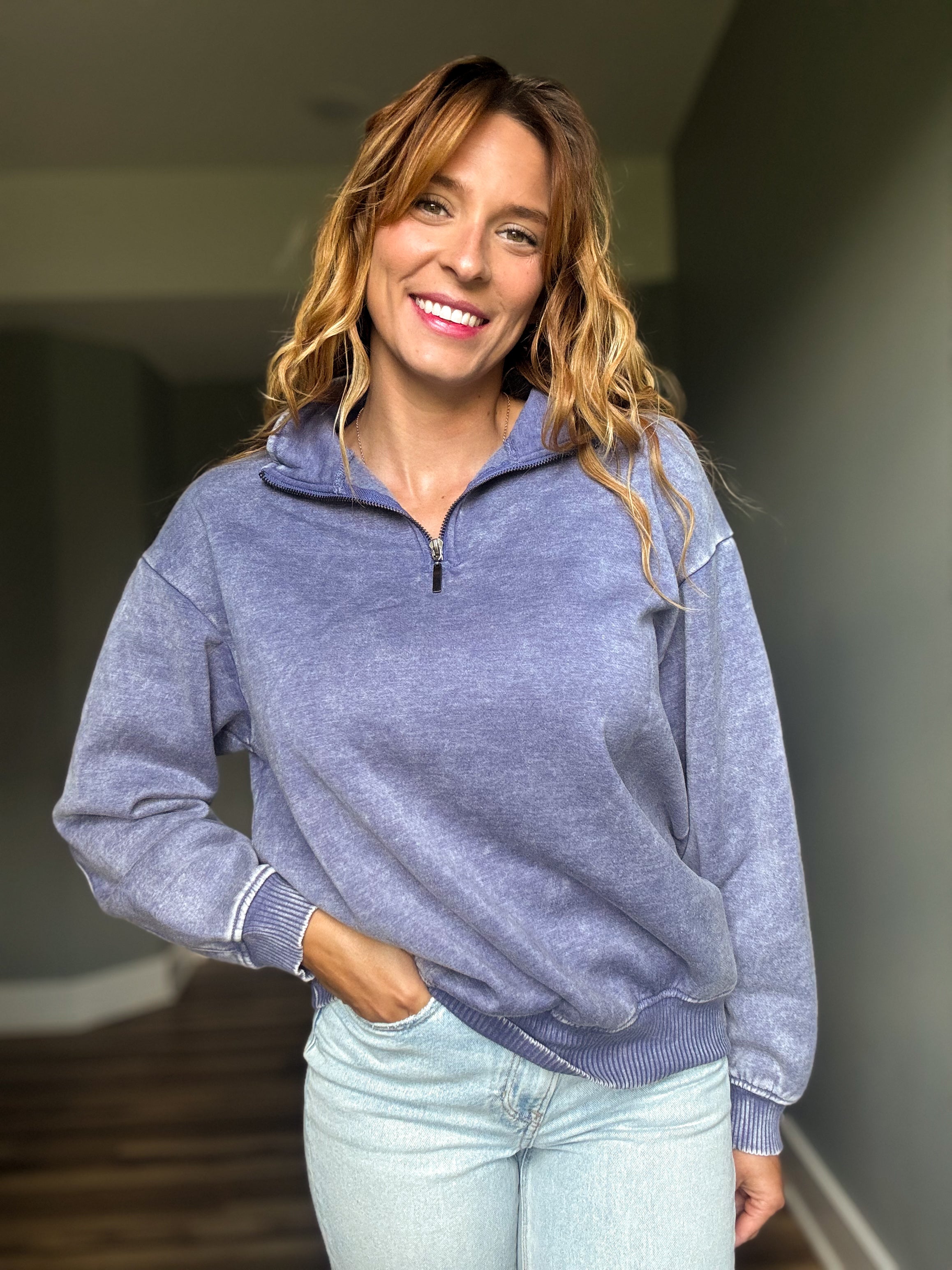 Marlin Acid Wash Fleece Half Zip Pullover
