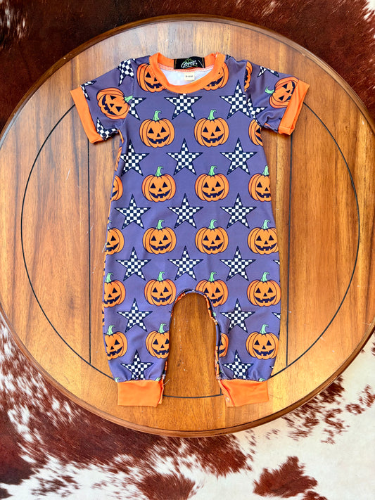 Starry Pumpkin Boys Romper