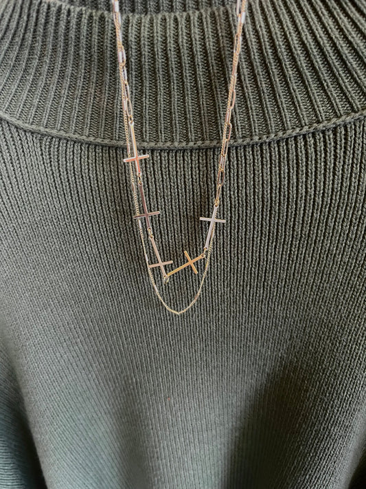 Cross Link Double Layer Necklace