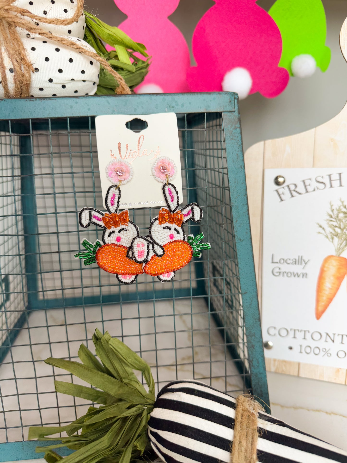 Easter Bunny Carrot Post Earrings