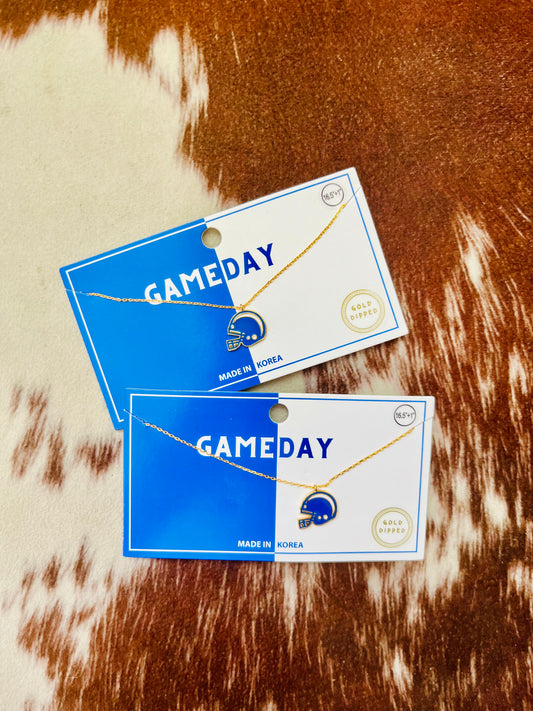 Gameday Football Helmet Gold Plated Necklace