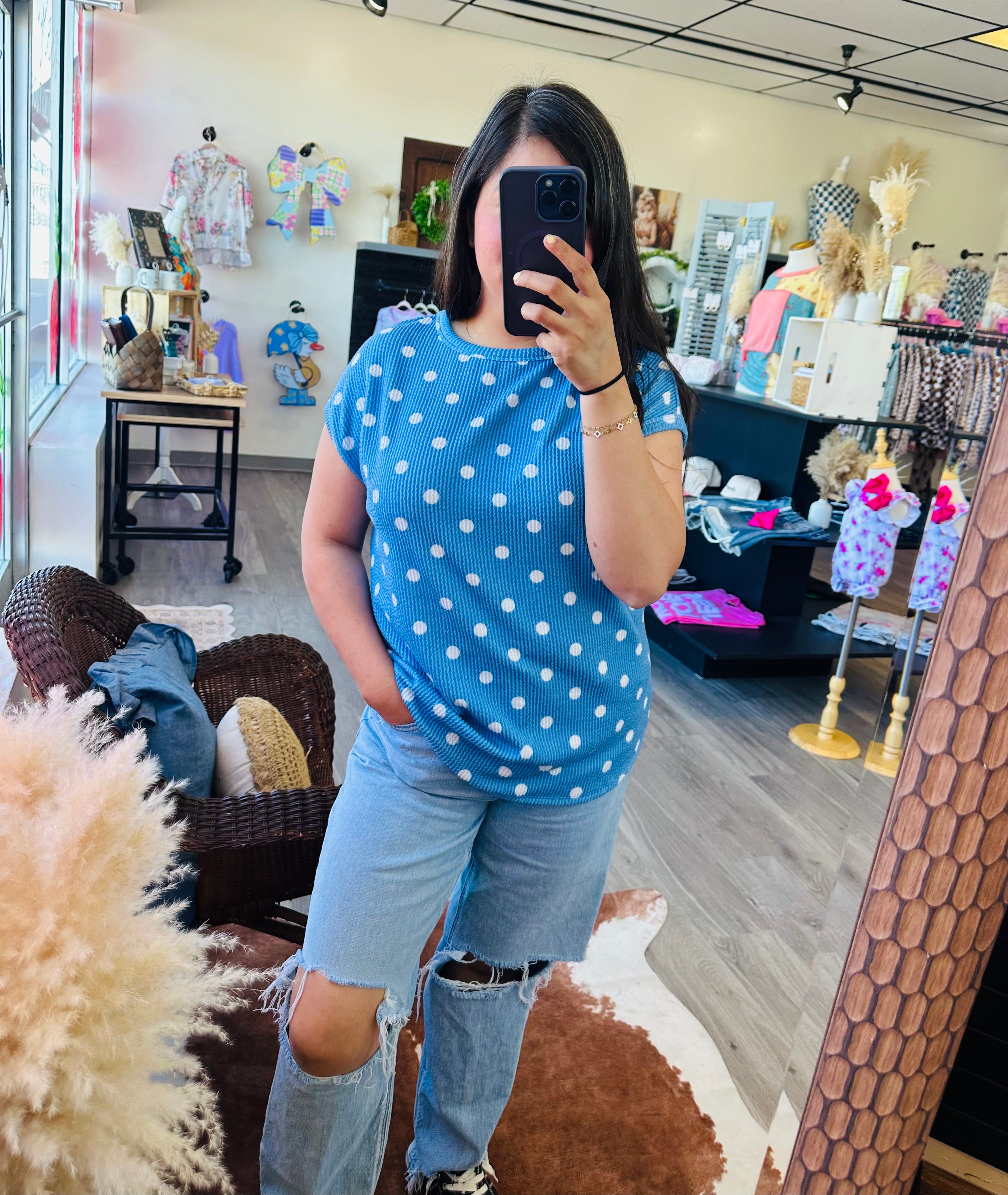 Polka Dot Ribbed Tee