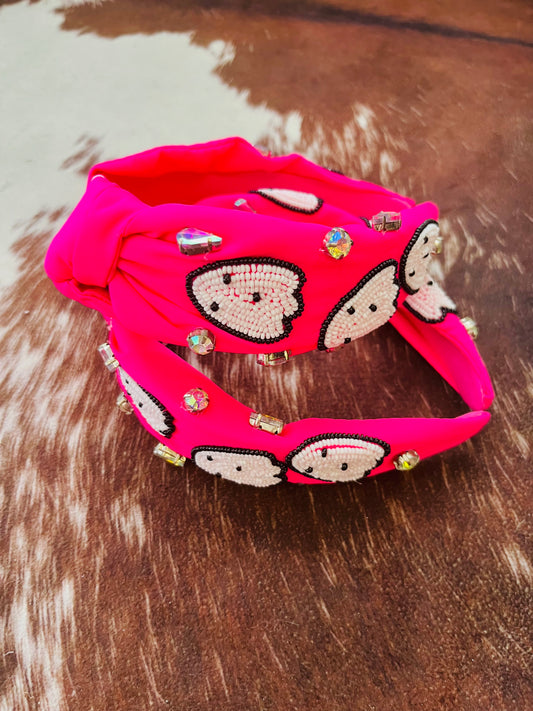 Ghost Beaded Halloween Knotted Headband
