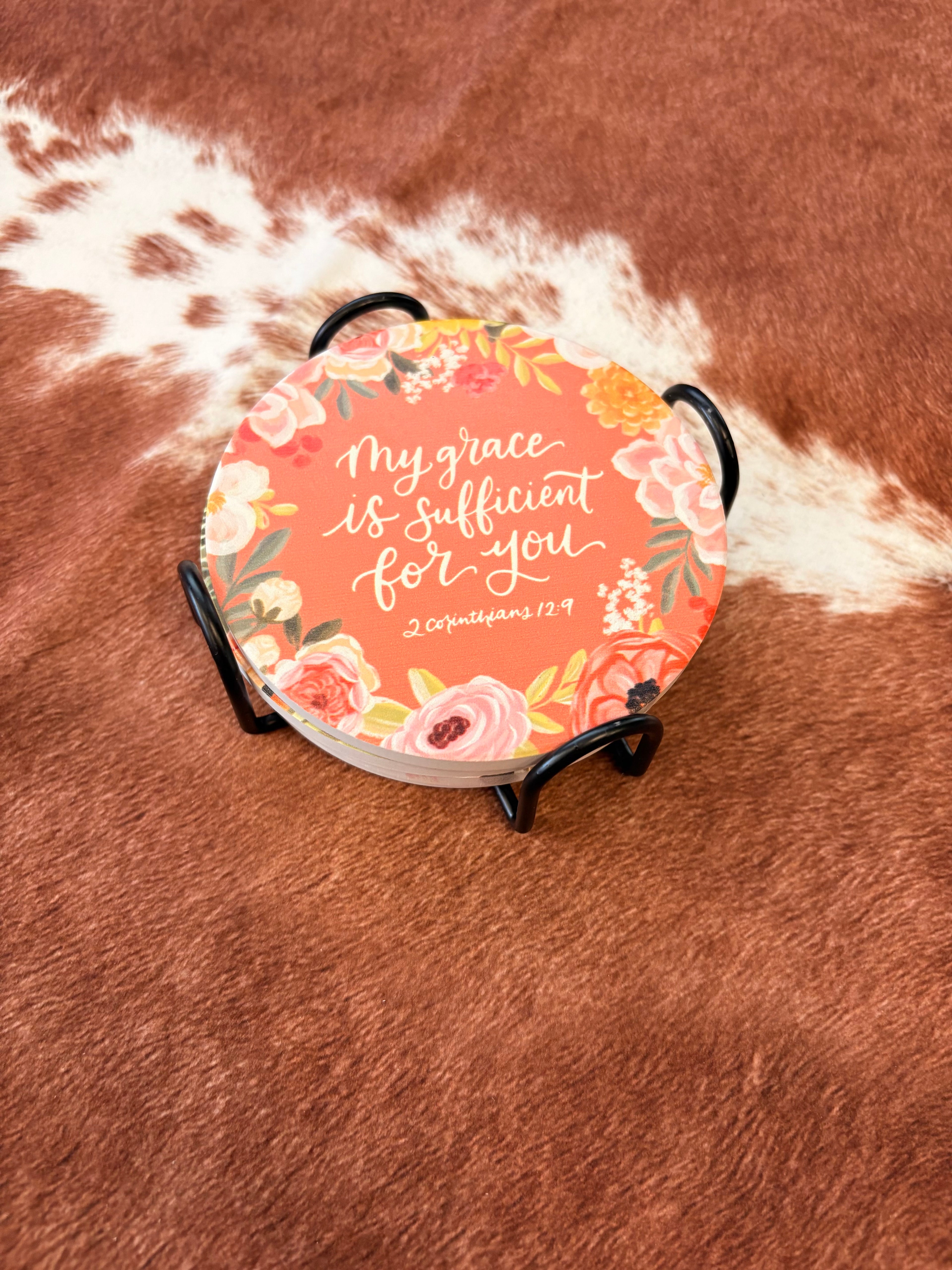 Faithful Florals Ceramic Coaster Set
