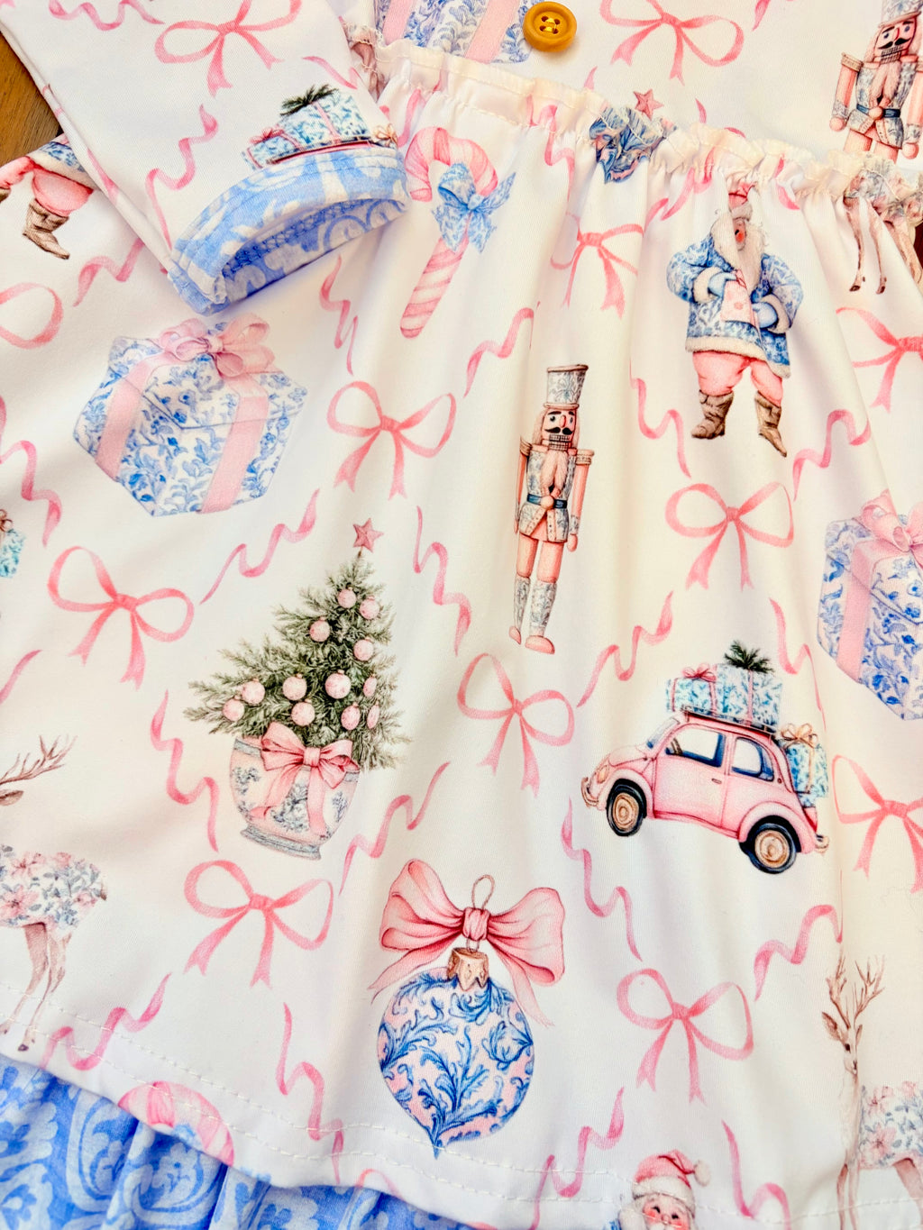 Blue Damask Nutcracker Girls Dress