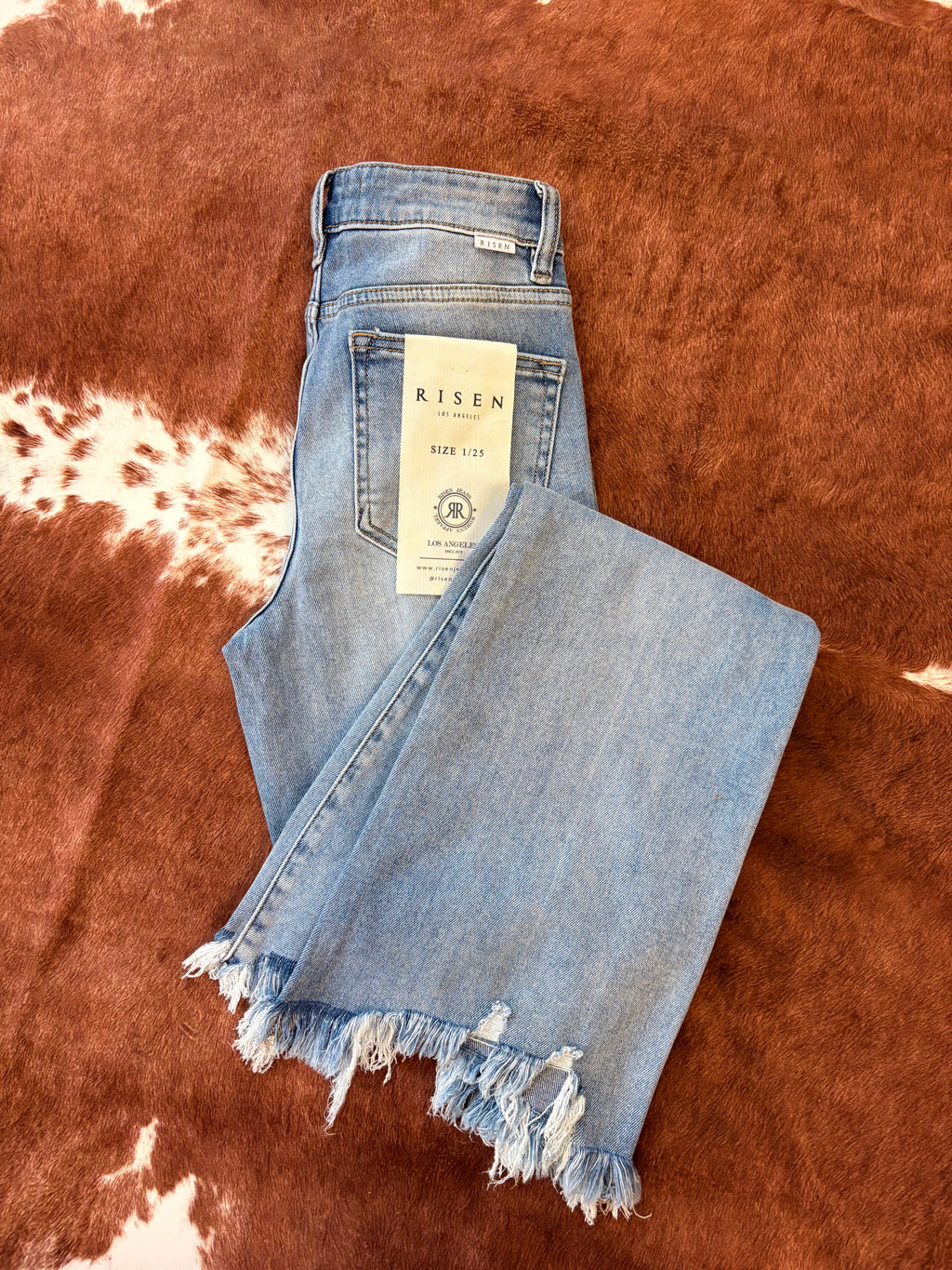 Risen Tummy Control Flare Jeans~ Fray Hem