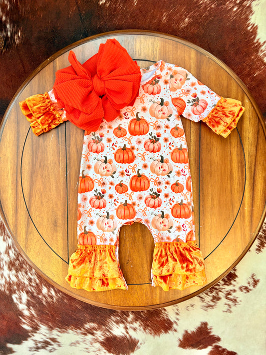 Pumpkin Velvet Baby Romper
