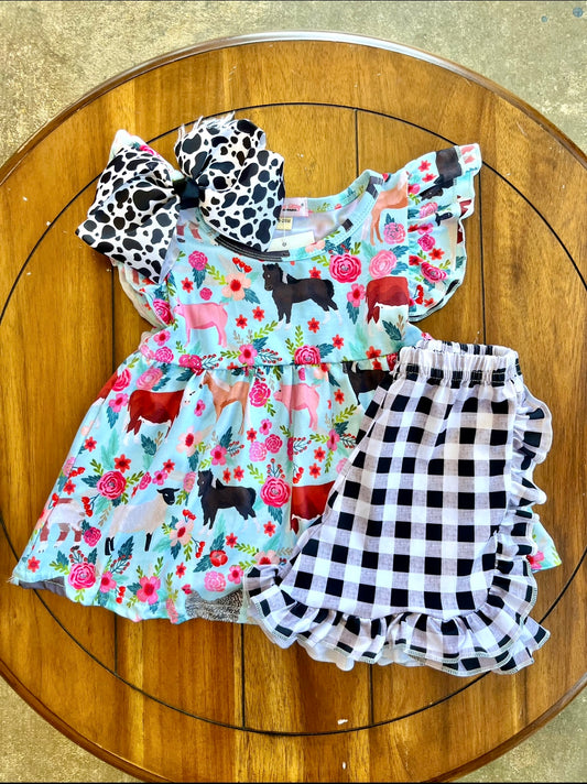 Farm Floral Girls Short Set