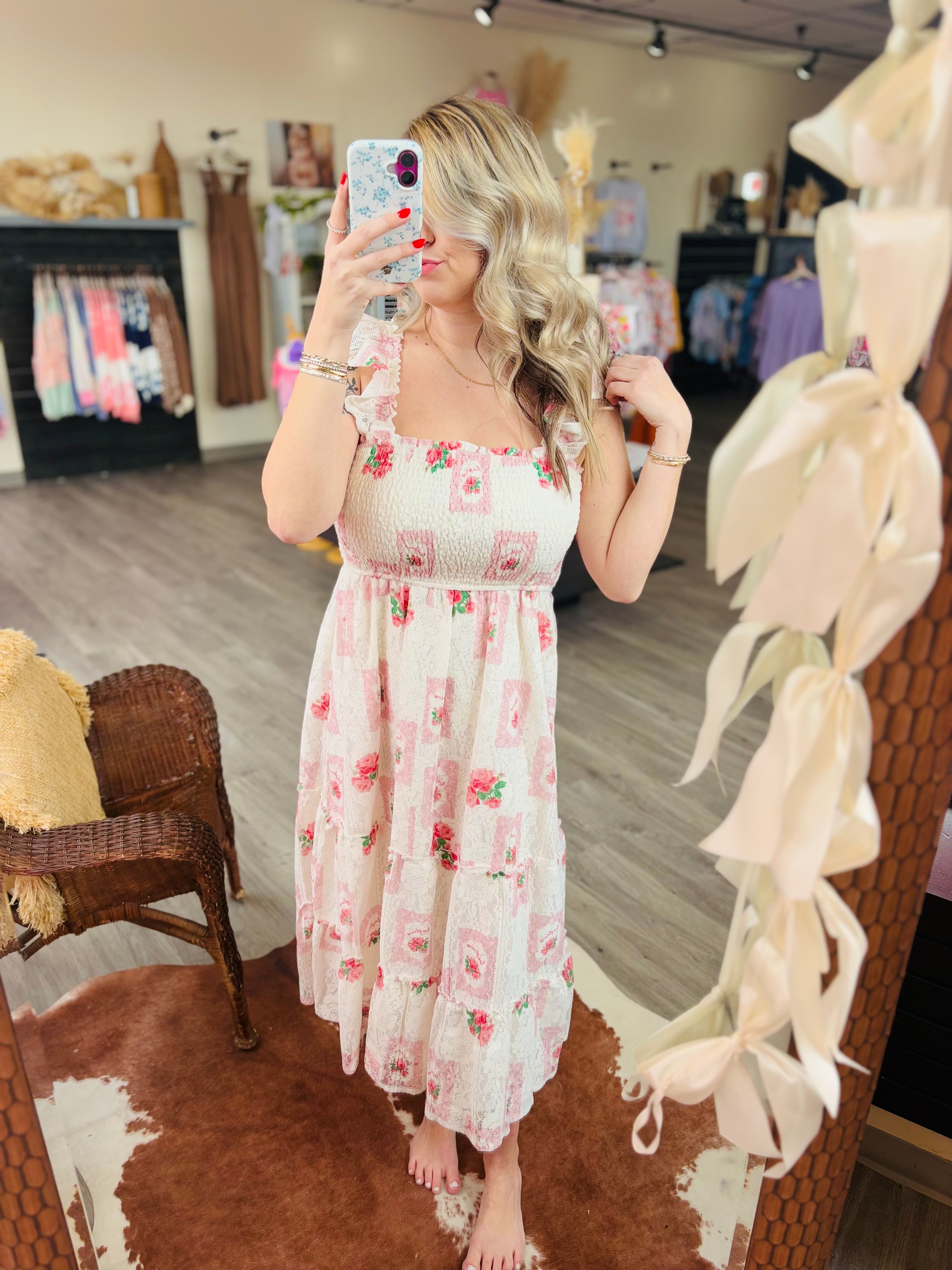 Petals & Lace Midi Dress