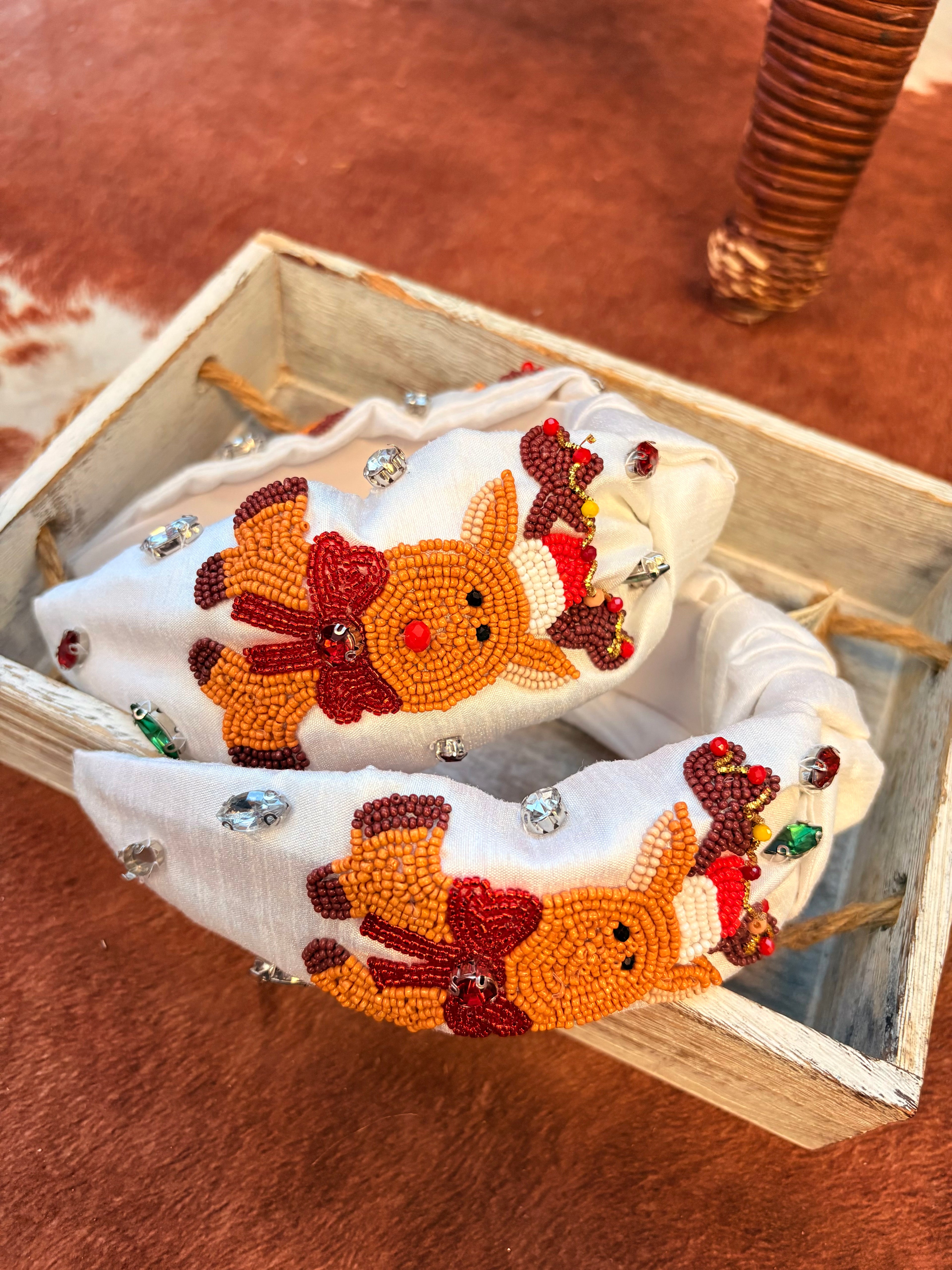 White Reindeer Christmas Headband
