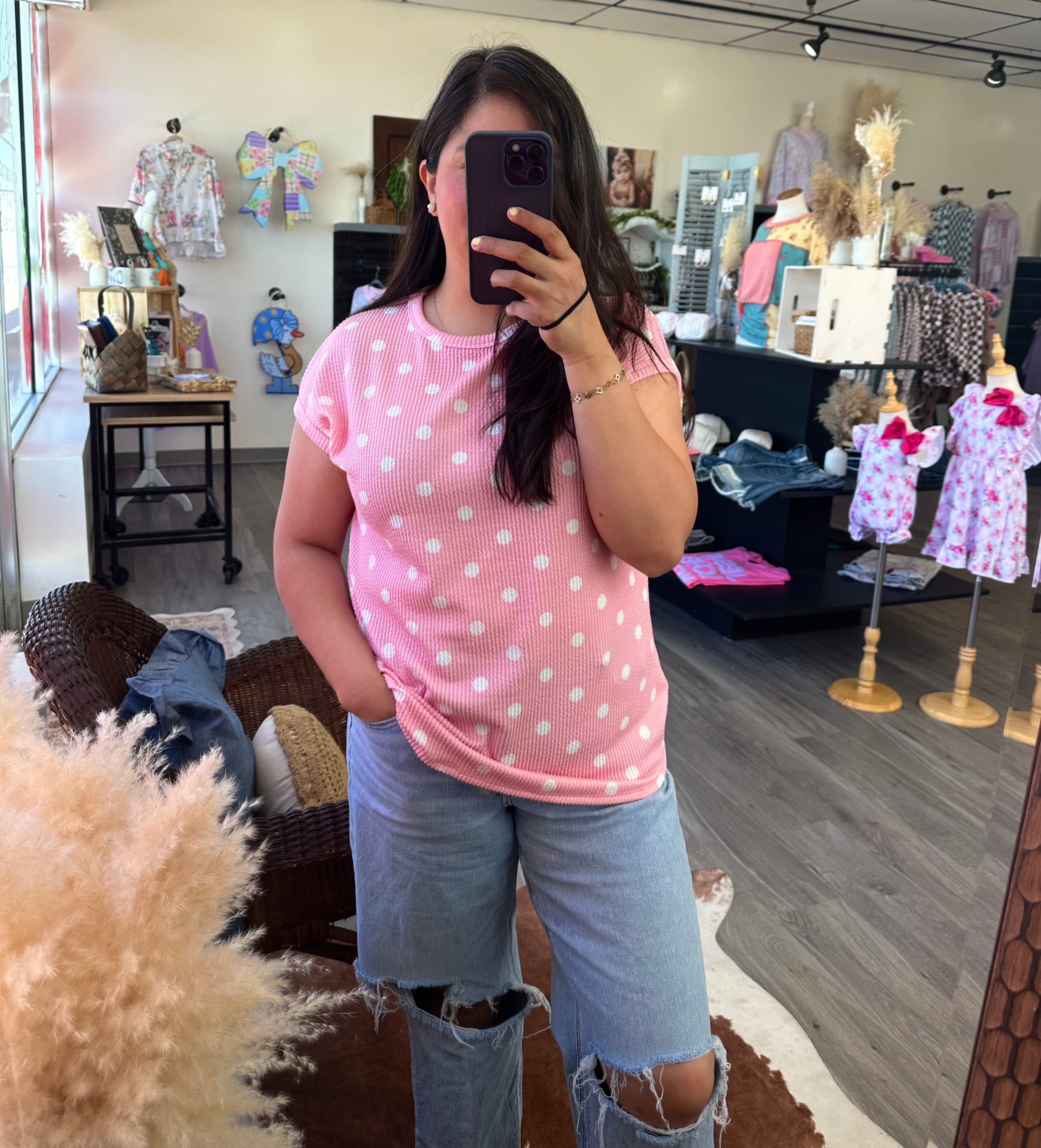 Polka Dot Ribbed Tee