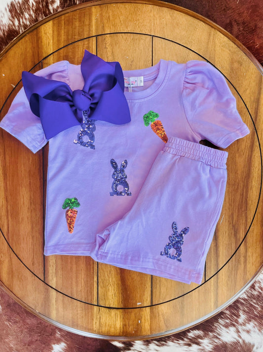 Lavender Sequin Bunny Set