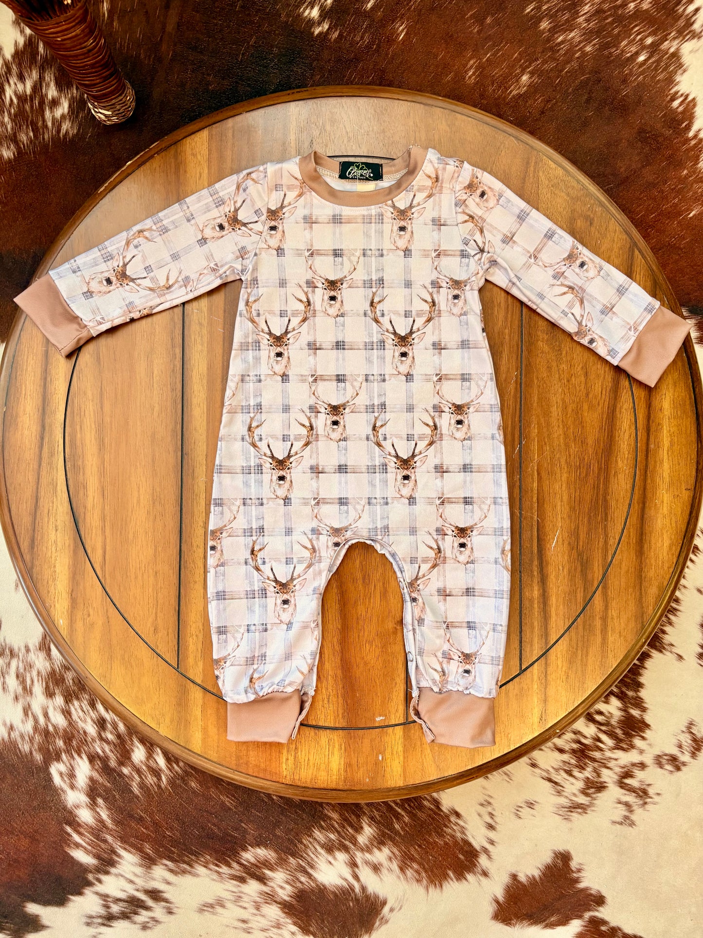 Plaid Deer Baby Romper
