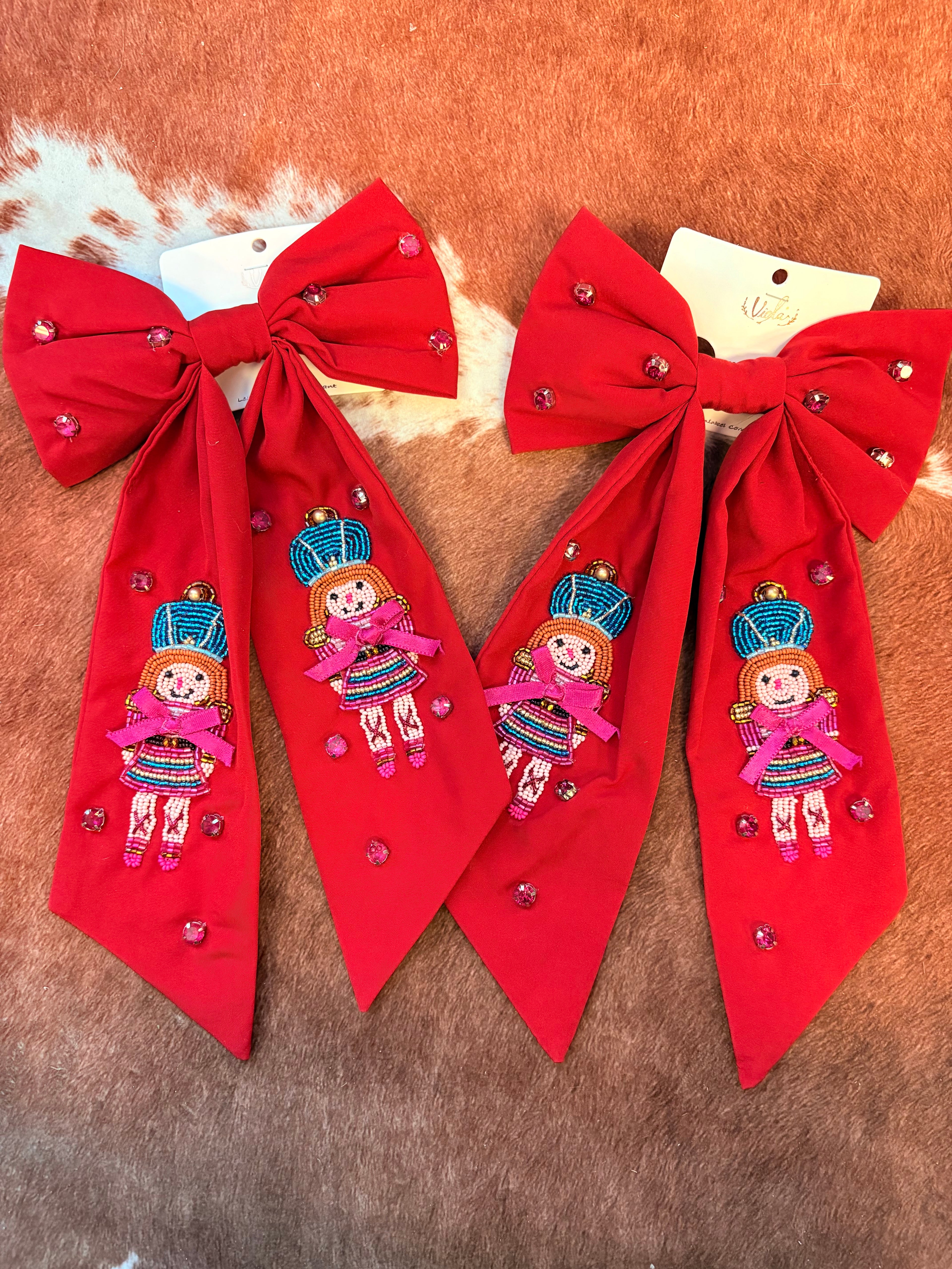 Red Nutcracker Large Christmas Bow
