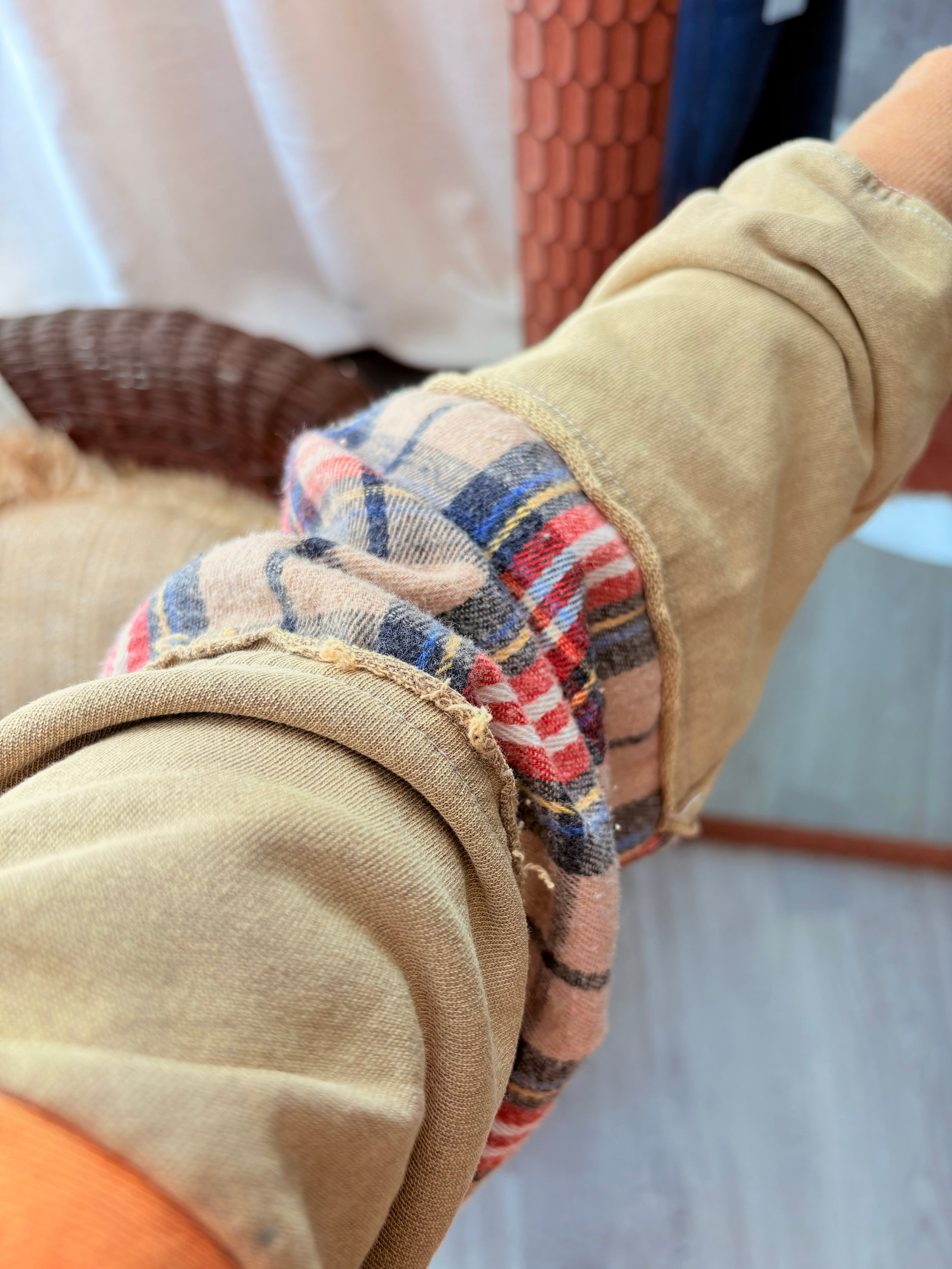 ColorBlock Terry Knit Pullover~ Coconut Caramel