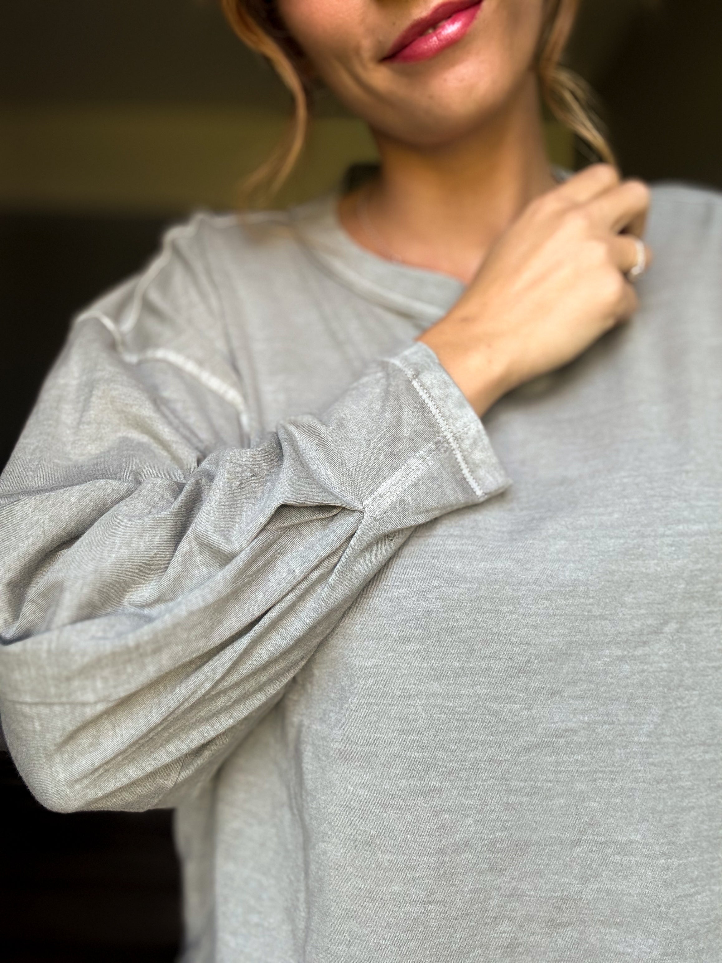 Oversized Round Neck Tee- Sleet