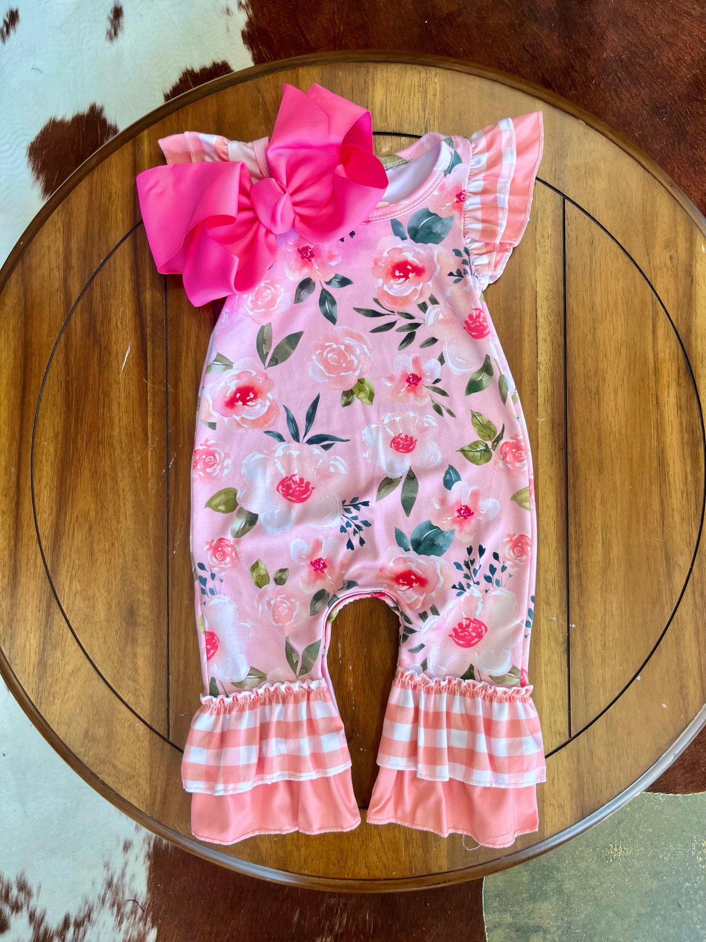 Peachy Floral Girls Romper