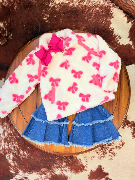 Pink Bow Girls Sherpa