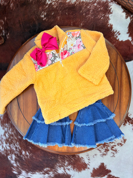 Rustic Floral Girls Sherpa