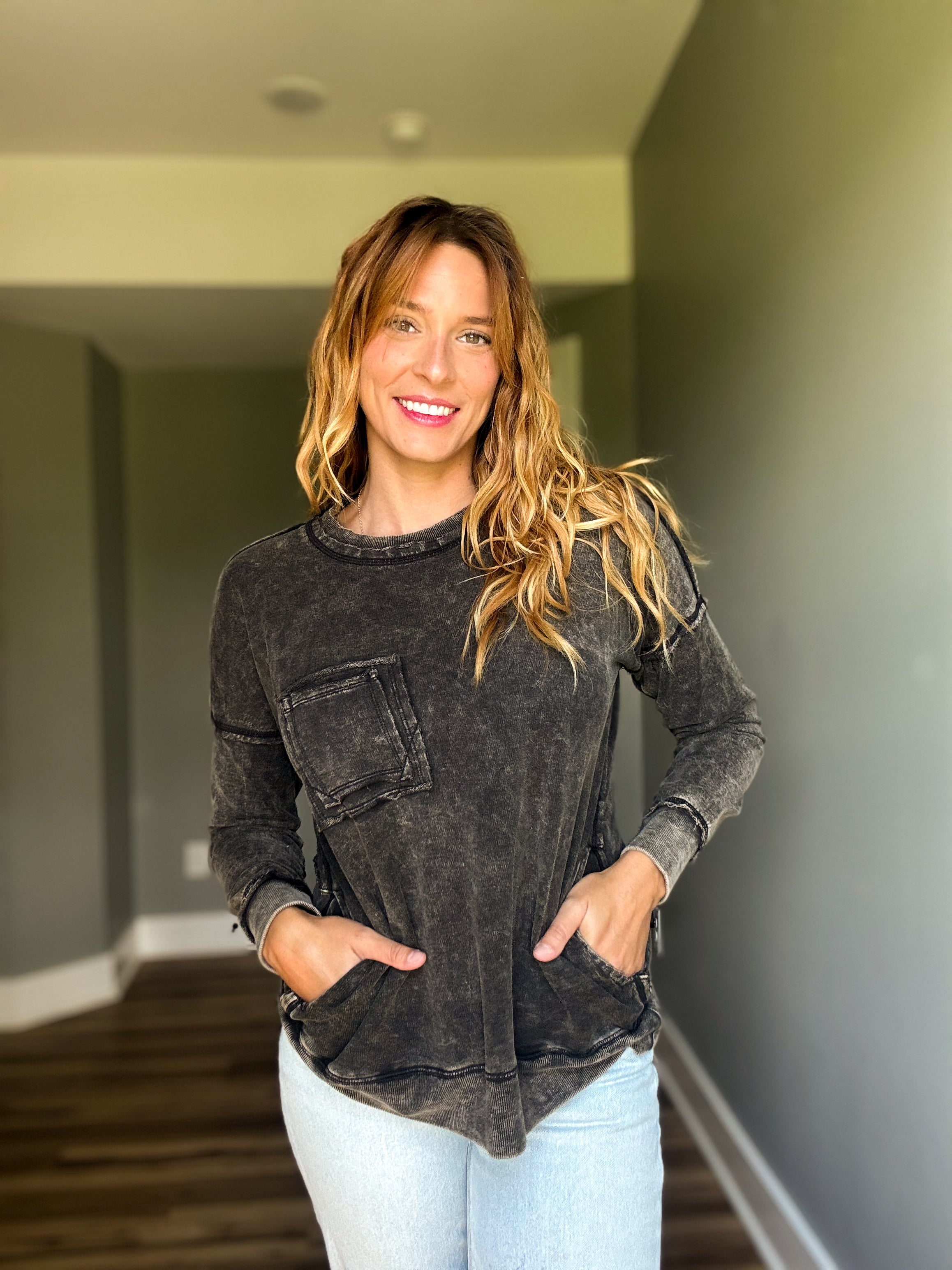 Ash Black Front Pocket Pullover