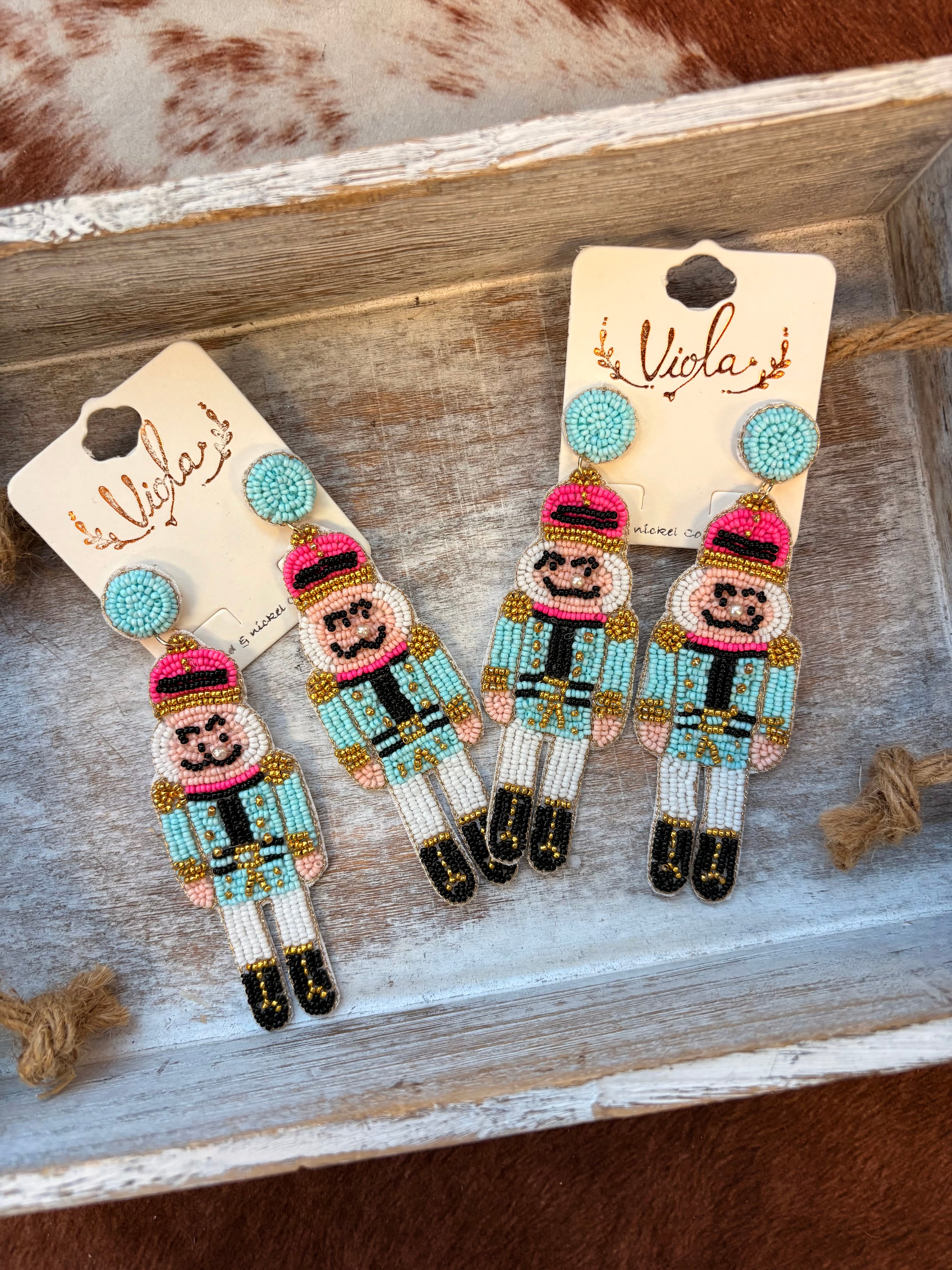 Light Blue Sequin Christmas Earrings