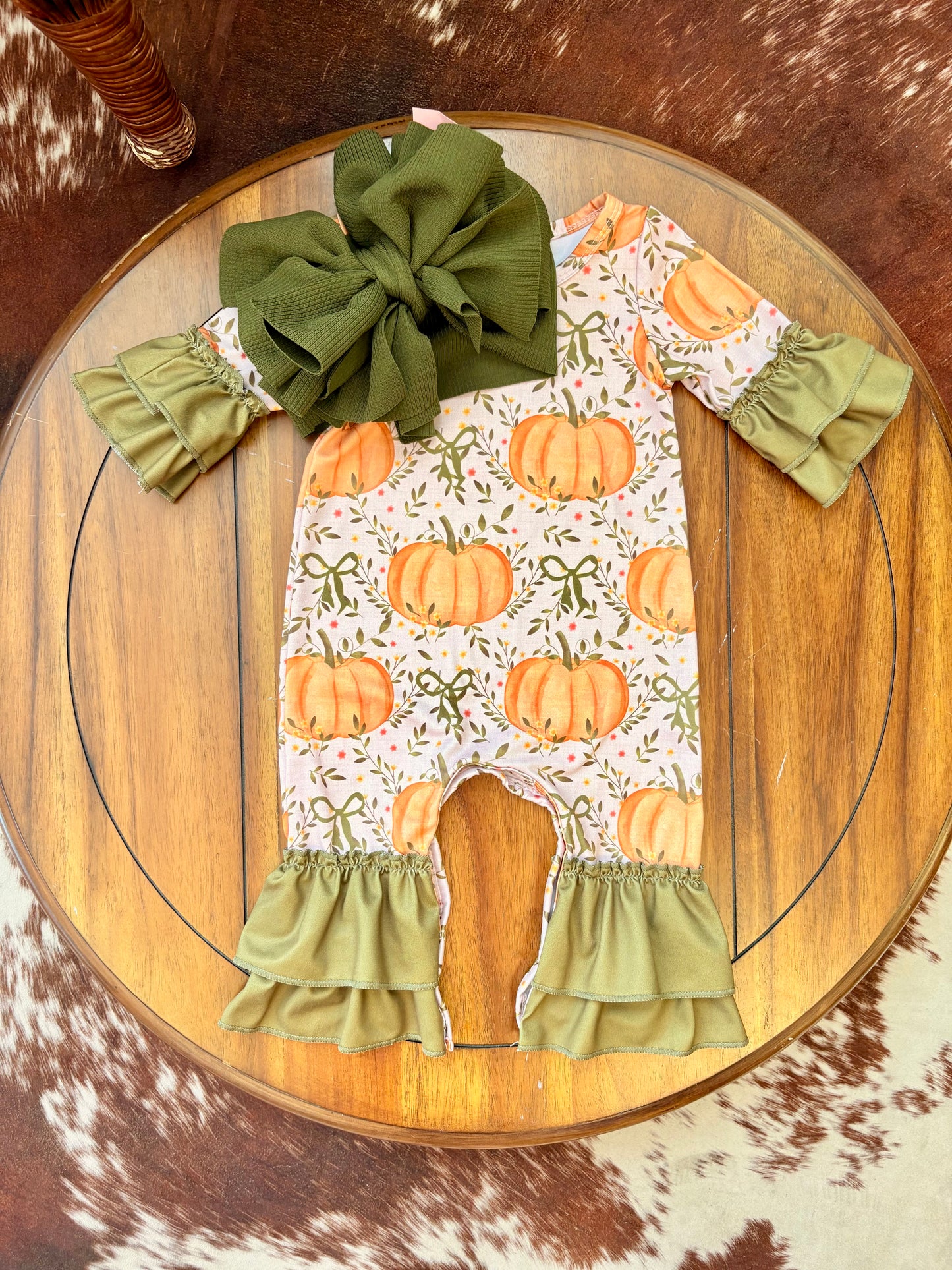 Mossy Pumpkin Baby Romper