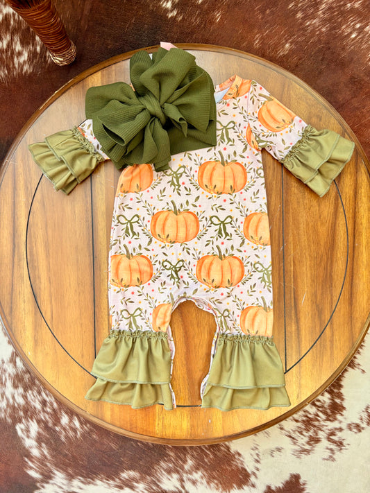 Mossy Pumpkin Baby Romper