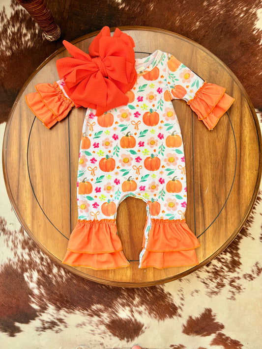 Pumpkin Patch Coquette Baby Romper