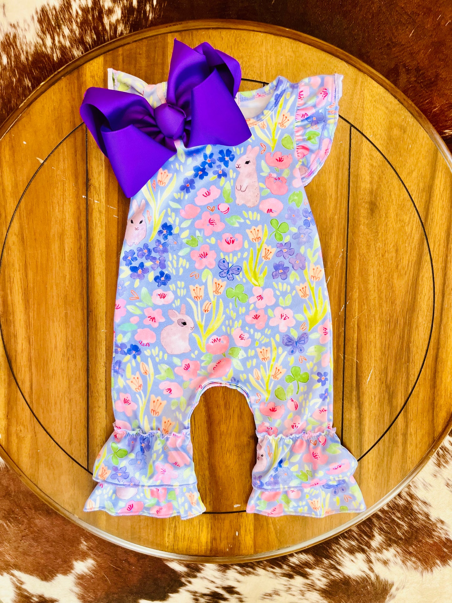 Periwinkle Bunny Garden Romper