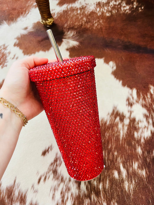 Rhinestone Tumbler - Red
