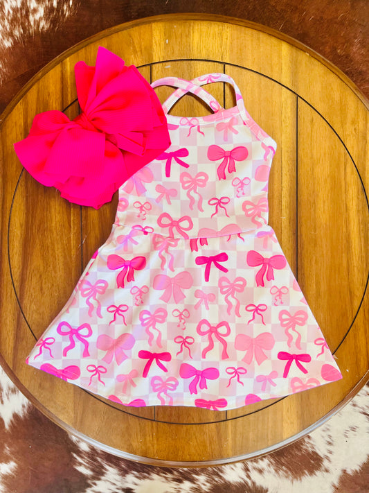 Checkered Coquette Athletic Girls Dress
