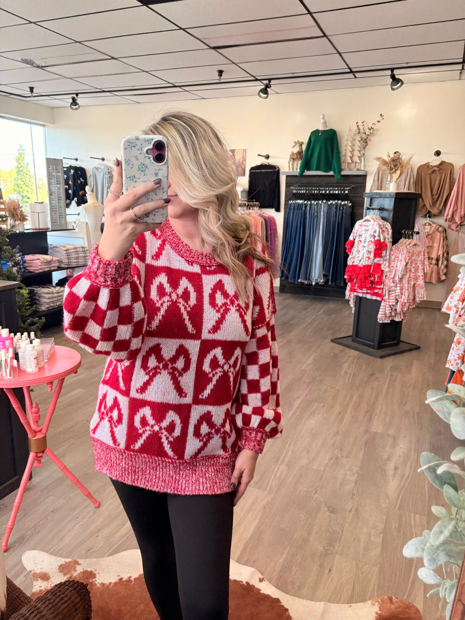 Oversized Red/White Bow Sweater