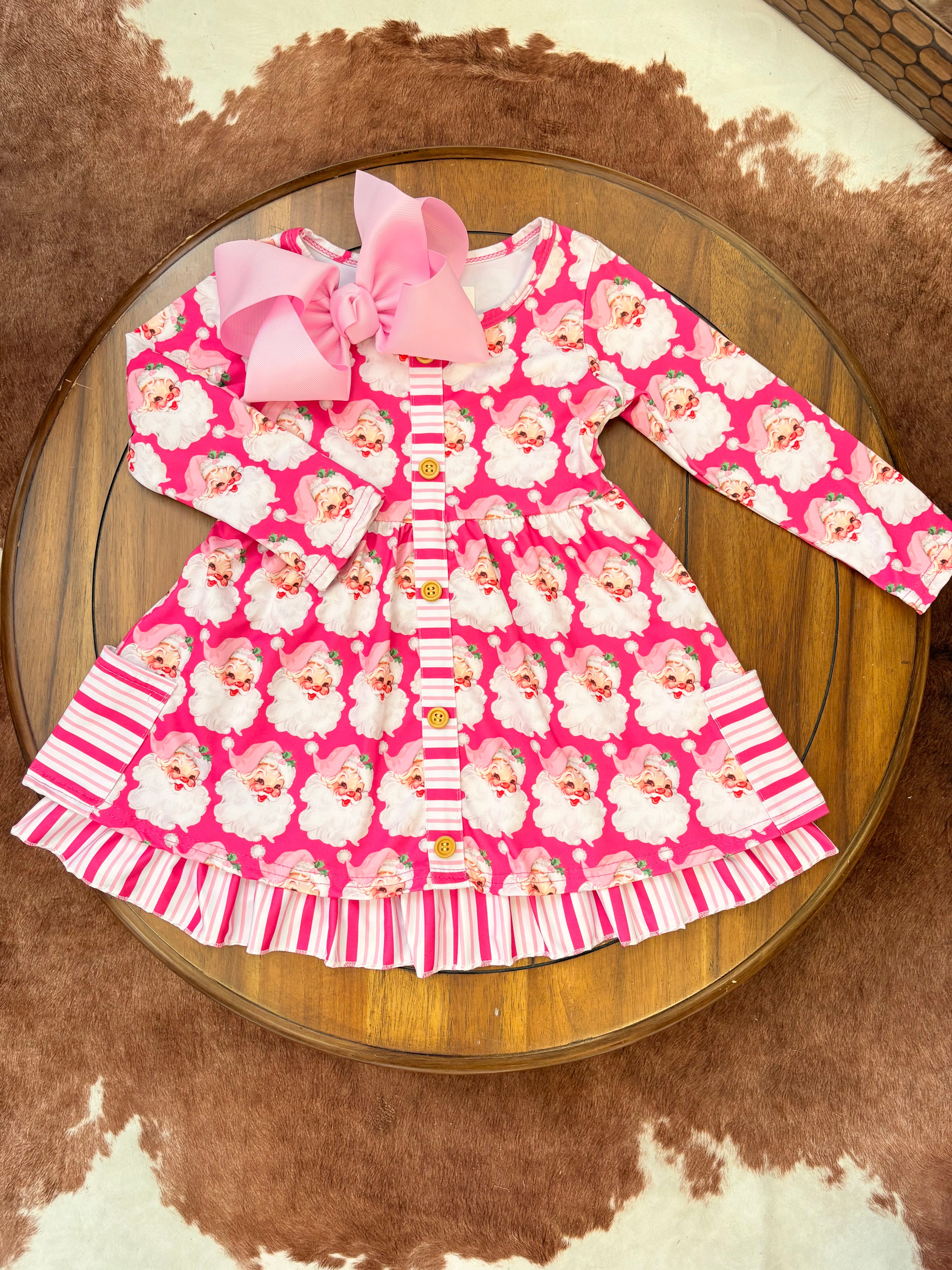 Fuchsia Santa Girls Dress