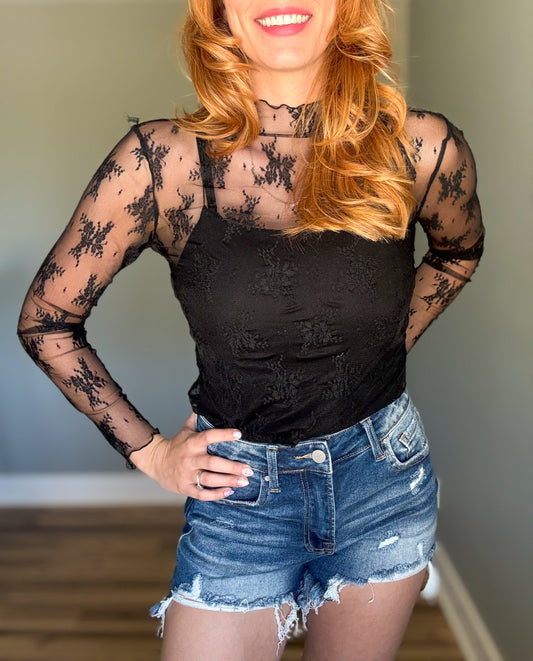 Black Lace Layering Top