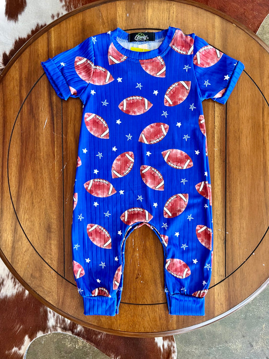 Football Boy Romper - Blue