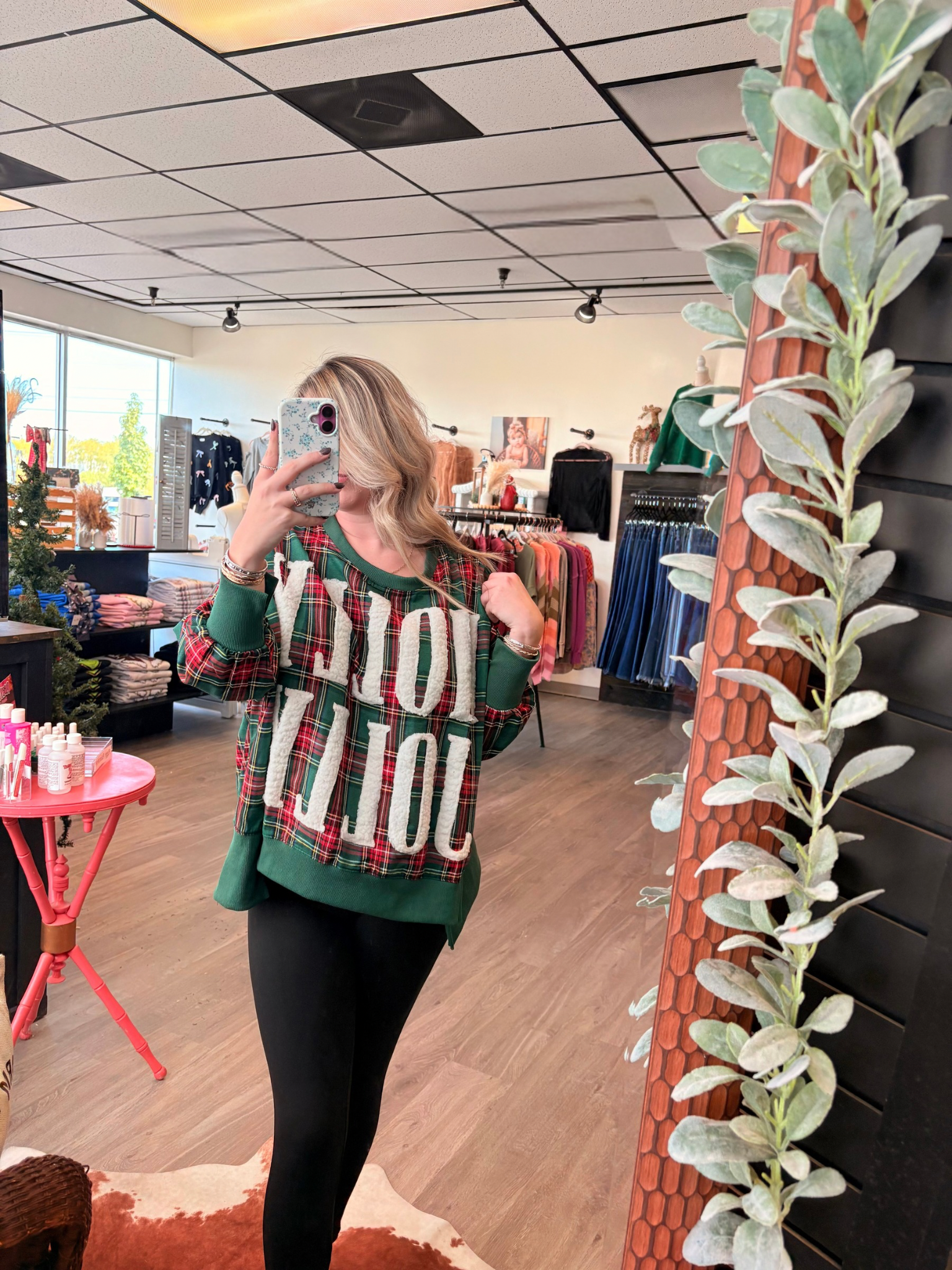 Holly Jolly Plaid Oversized Sweatshirt