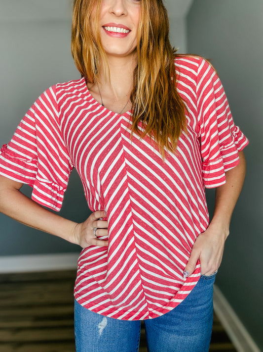 Ruffle Stripe Charm Top