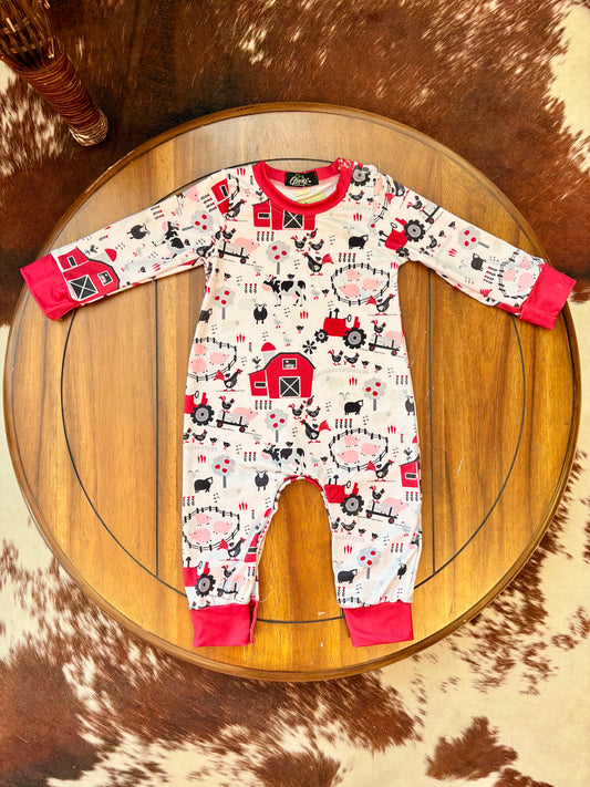 Red Barn Baby Romper