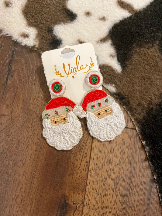 Vintage Santa Beaded Earrings